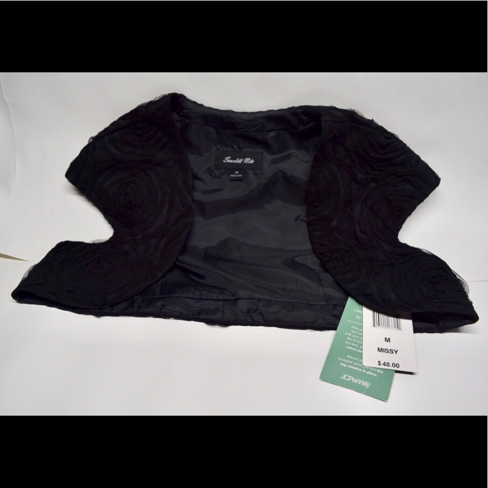 Black Rosette Appliqué Bolero